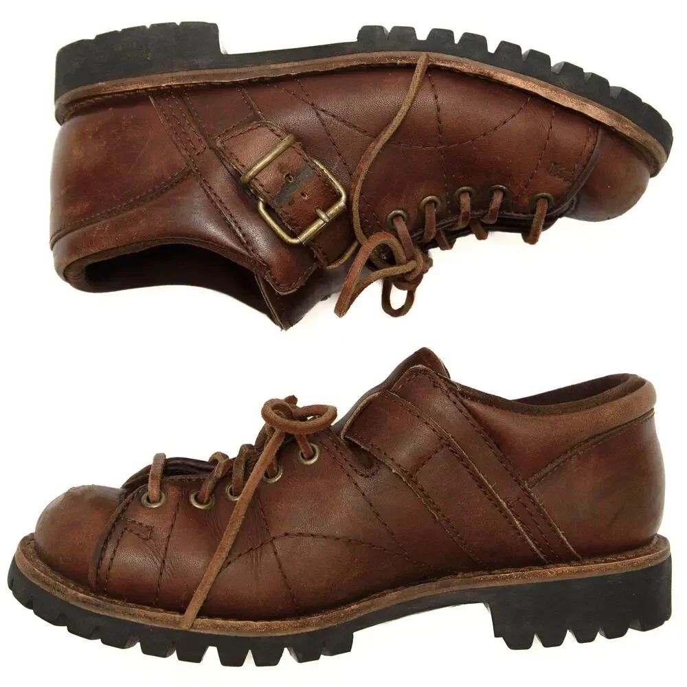 Vintage Polo Sport Ralph Lauren Brown Leather Buckle Utility Shoes Size 8.5